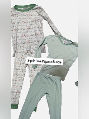 Lake Pajamas Girls Bundle Size 5 Two Long-Long Sets Pima Cotton